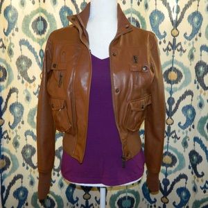 Brown leather jacket
